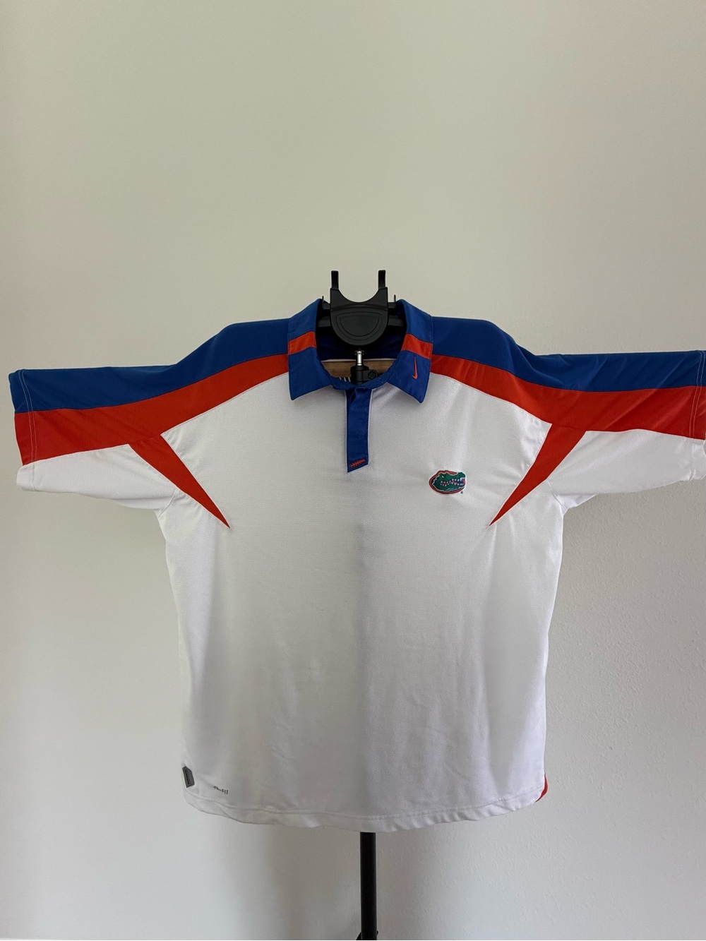 Vintage Nike Team Florida Gators Polo Shirt Fit Dry Men’s White Blue Orange XXL